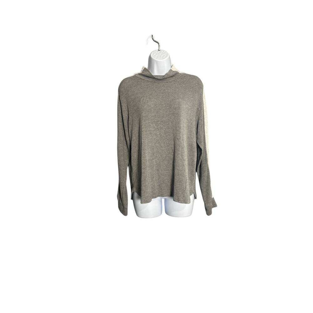 MONROW Soft Tri-Blend Mock Neck Striped Sleeve
Top Small